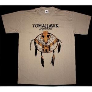 Tomahawk Anonymous Retro Music Fan Graphic New Khaki T-Shirt